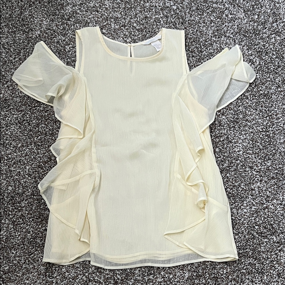 H&M Cream Ruffle Sleeve Blouse